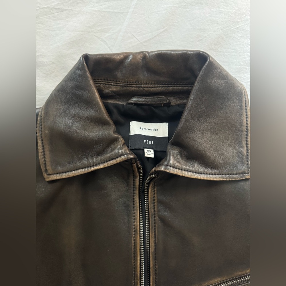 Reformation Veda Marco leather oversized jacket xs pit stop - Picture 6 of 8